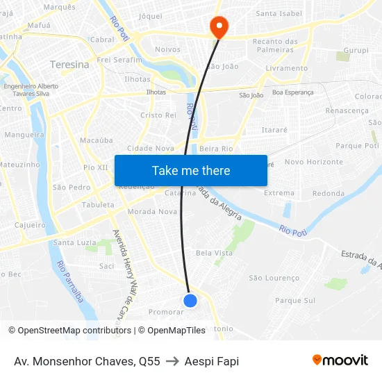 Av. Monsenhor Chaves, Q55 to Aespi Fapi map