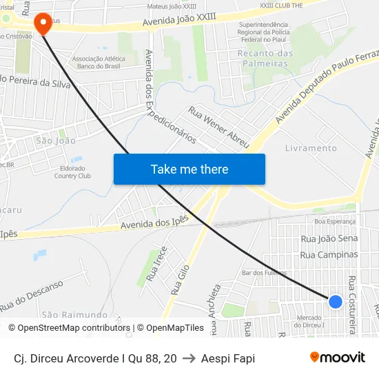 Cj. Dirceu Arcoverde I Qu 88, 20 to Aespi Fapi map