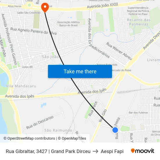 Rua Gibraltar, 3427 | Grand Park Dirceu to Aespi Fapi map