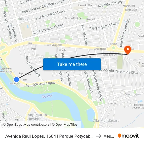 Avenida Raul Lopes, 1604 | Parque Potycabana/Oposto Aoteresina Shopping to Aespi Fapi map