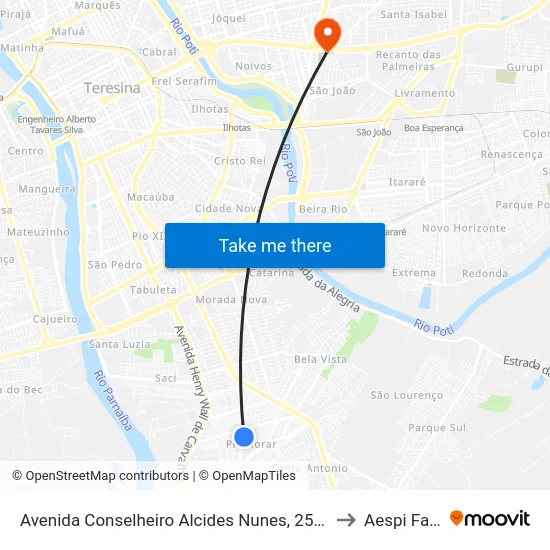 Avenida Conselheiro Alcides Nunes, 2500 to Aespi Fapi map