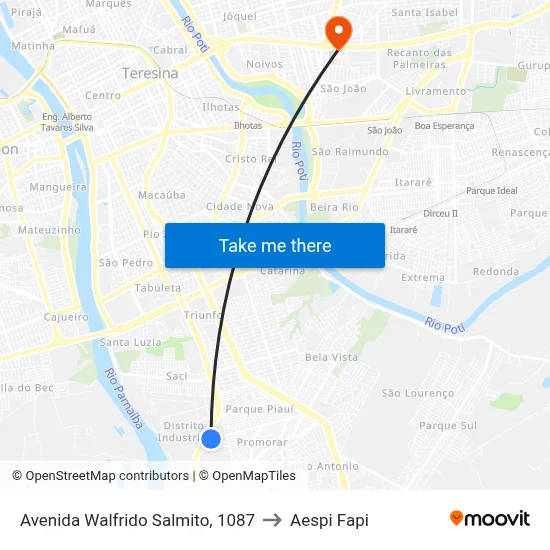 Avenida Walfrido Salmito, 1087 to Aespi Fapi map