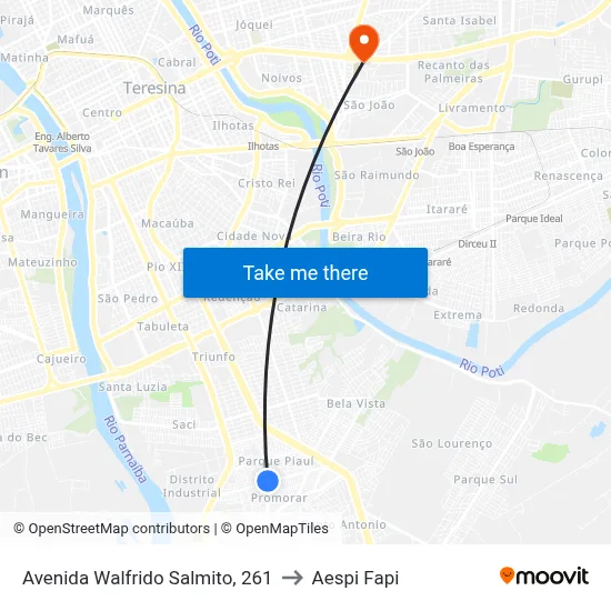 Avenida Walfrido Salmito, 261 to Aespi Fapi map