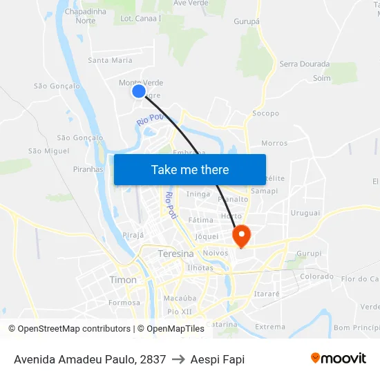 Avenida Amadeu Paulo, 2837 to Aespi Fapi map