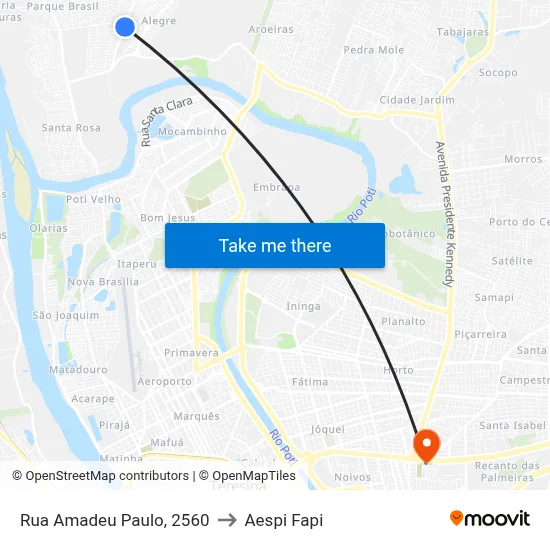 Rua Amadeu Paulo, 2560 to Aespi Fapi map