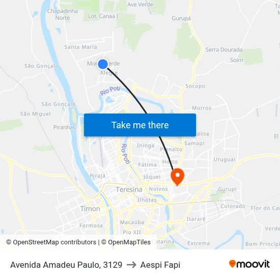 Avenida Amadeu Paulo, 3129 to Aespi Fapi map