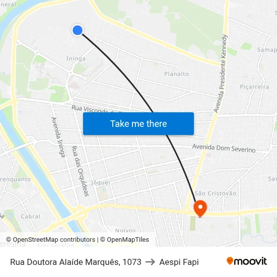 Rua Doutora Alaíde Marquês, 1073 to Aespi Fapi map