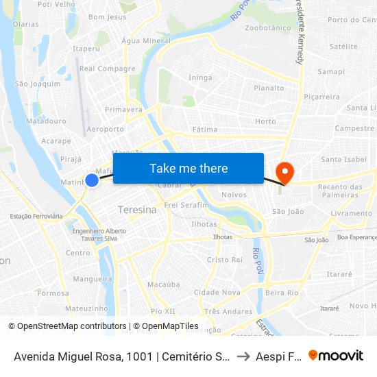 Avenida Miguel Rosa, 1001 | Cemitério São José to Aespi Fapi map