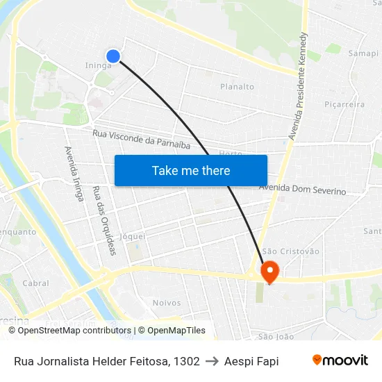 Rua Jornalista Helder Feitosa, 1302 to Aespi Fapi map
