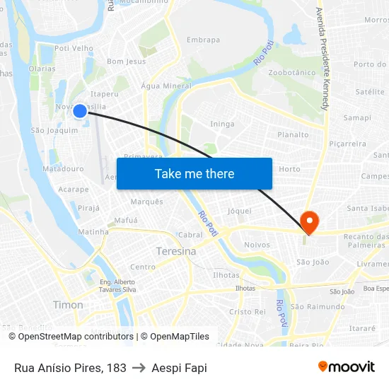 Rua Anísio Pires, 183 to Aespi Fapi map