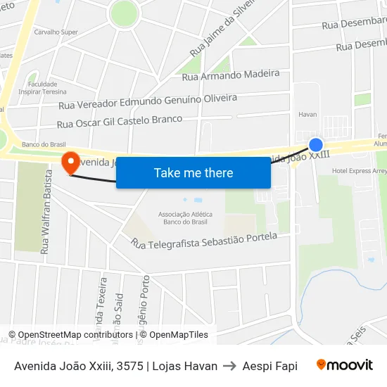 Avenida João Xxiii, 3575 | Lojas Havan to Aespi Fapi map