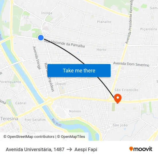 Avenida Universitária, 1487 to Aespi Fapi map