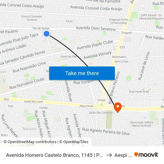 Avenida Homero Castelo Branco, 1145 | Praça Das Violetas to Aespi Fapi map