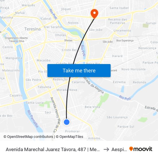 Avenida Marechal Juarez Távora, 487 | Mercado Do Parque Piauí to Aespi Fapi map