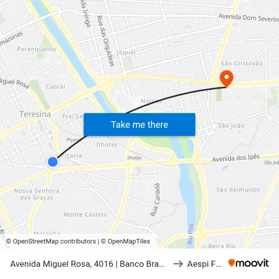 Avenida Miguel Rosa, 4016 | Banco Bradesco to Aespi Fapi map