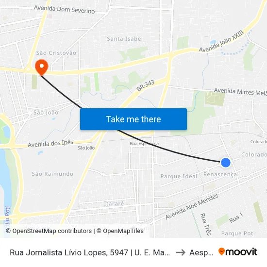 Rua Jornalista Lívio Lopes, 5947 | U. E. Maria Da Conceição Salomé to Aespi Fapi map