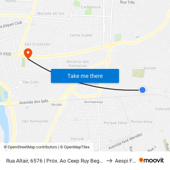 Rua Altair, 6576 | Próx. Ao Ceep Ruy Beger Filho to Aespi Fapi map
