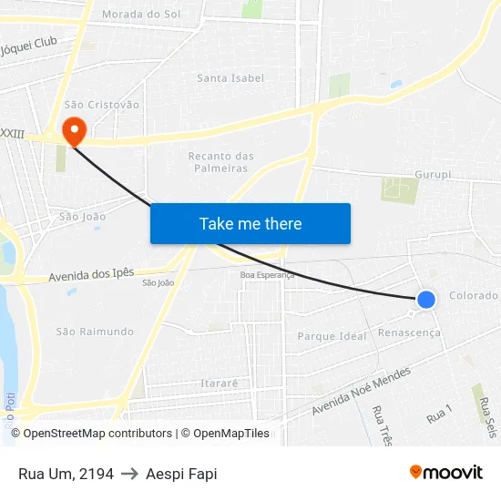 Rua Um, 2194 to Aespi Fapi map