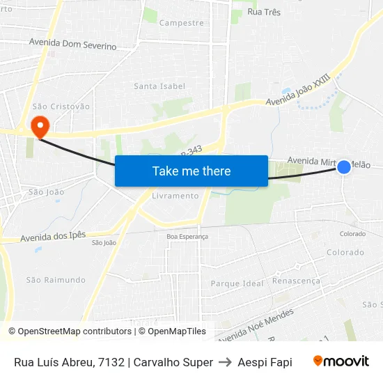 Rua Luís Abreu, 7132 | Carvalho Super to Aespi Fapi map