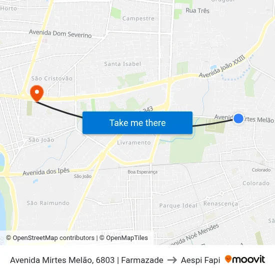 Avenida Mirtes Melão, 6803 | Farmazade to Aespi Fapi map
