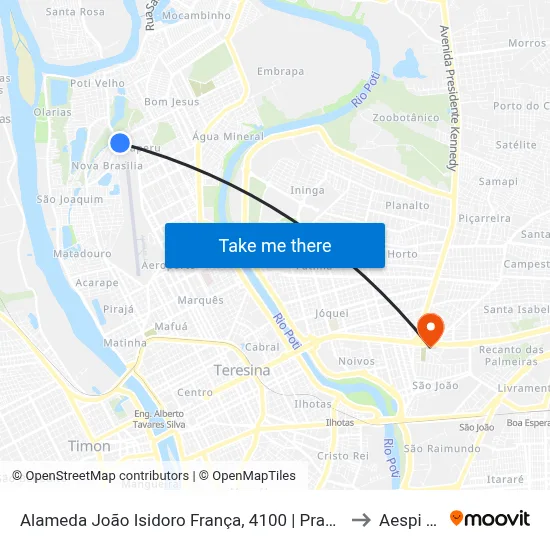 Alameda João Isidoro França, 4100 | Praça Do Itaperu to Aespi Fapi map