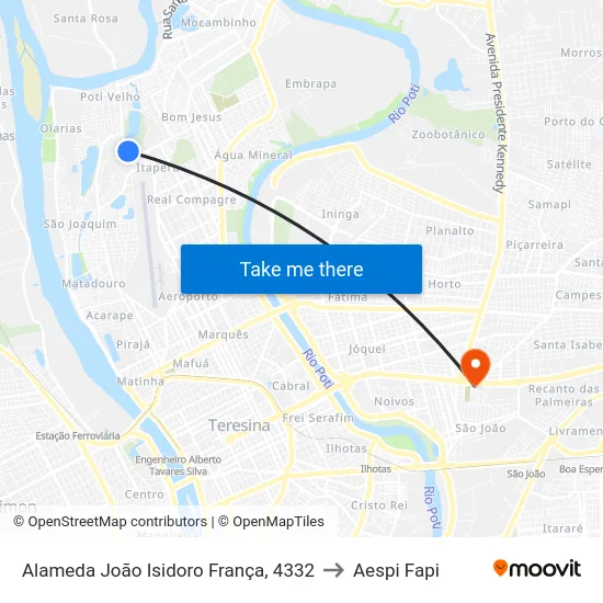 Alameda João Isidoro França, 4332 to Aespi Fapi map