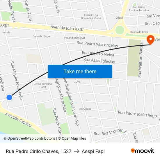 Rua Padre Cirilo Chaves, 1527 to Aespi Fapi map