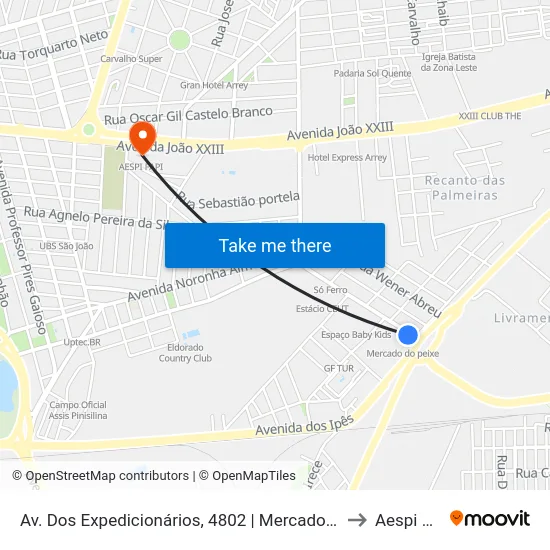 Av. Dos Expedicionários, 4802 | Mercado Do Peixe to Aespi Fapi map