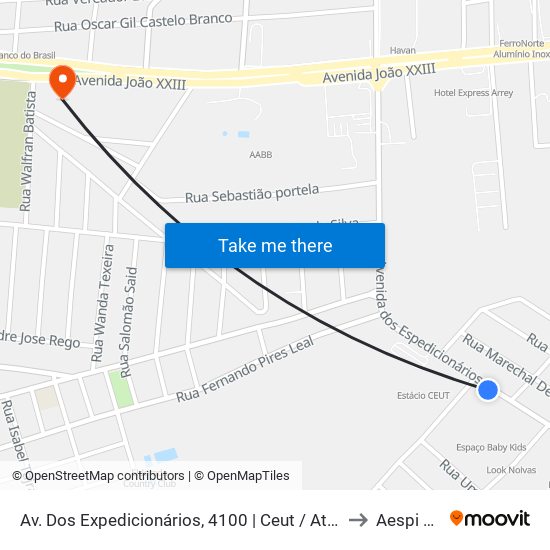 Av. Dos Expedicionários, 4100 | Ceut / Atlantic City to Aespi Fapi map