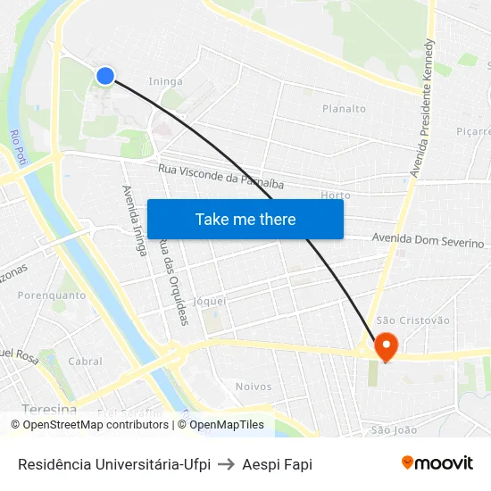 Residência Universitária-Ufpi to Aespi Fapi map