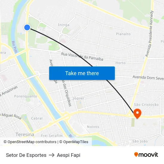 Setor De Esportes to Aespi Fapi map