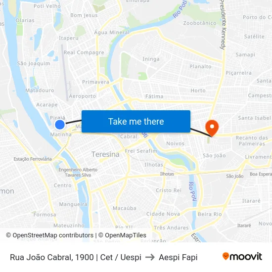 Rua João Cabral, 1900 | Cet / Uespi to Aespi Fapi map