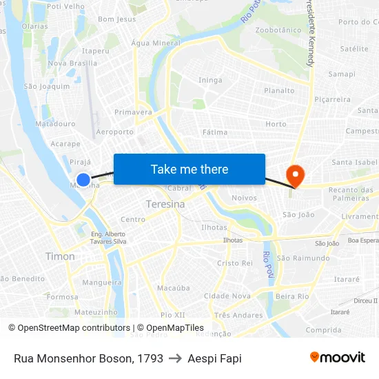 Rua Monsenhor Boson, 1793 to Aespi Fapi map