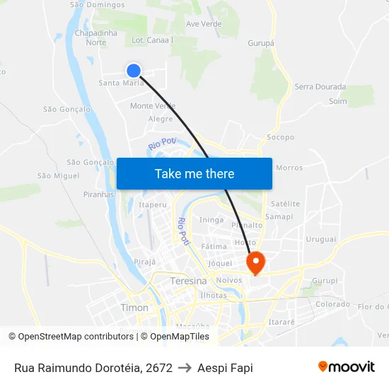Rua Raimundo Dorotéia, 2672 to Aespi Fapi map