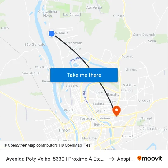 Avenida Poty Velho, 5330 | Próximo À Eta/Garagem Emvipi to Aespi Fapi map
