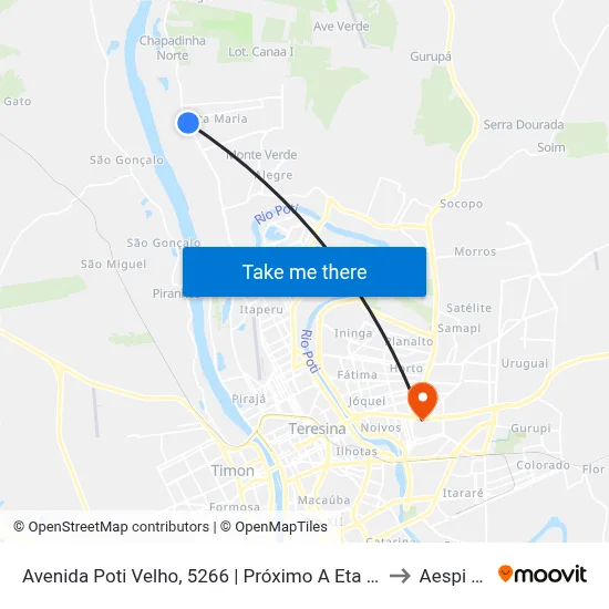 Avenida Poti Velho, 5266 | Próximo A Eta Santa Maria to Aespi Fapi map