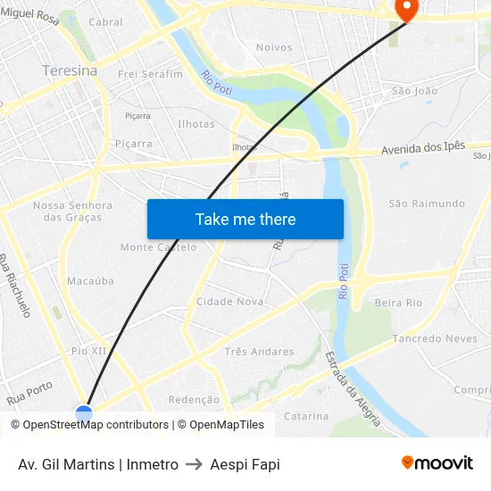 Av. Gil Martins | Inmetro to Aespi Fapi map
