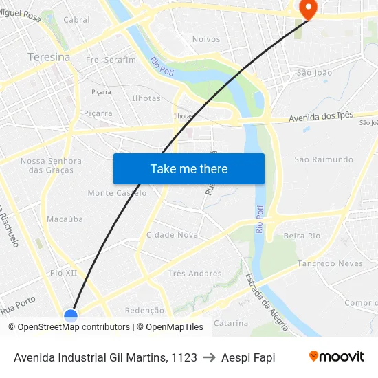 Avenida Industrial Gil Martins, 1123 to Aespi Fapi map