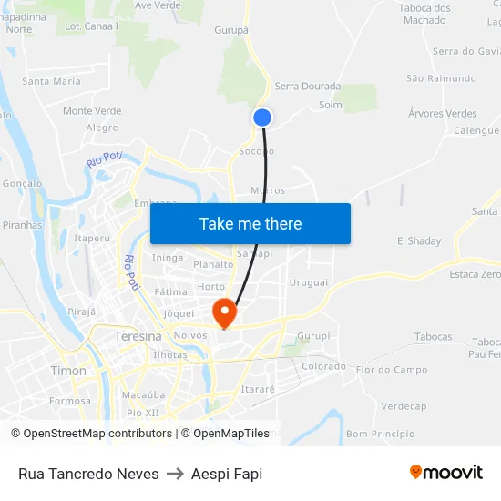 Rua Tancredo Neves to Aespi Fapi map