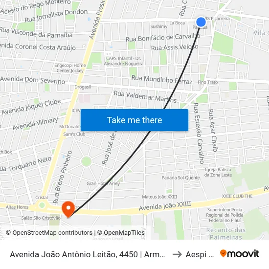 Avenida João Antônio Leitão, 4450 | Armazém Paraíba to Aespi Fapi map