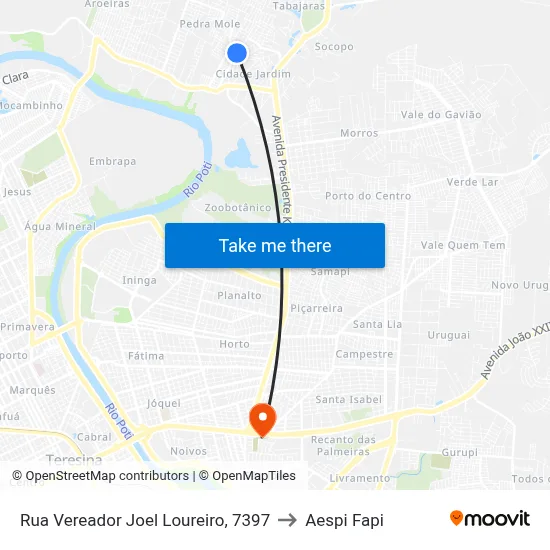 Rua Vereador Joel Loureiro, 7397 to Aespi Fapi map