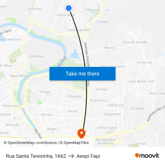 Rua Santa Teresinha, 1662 to Aespi Fapi map