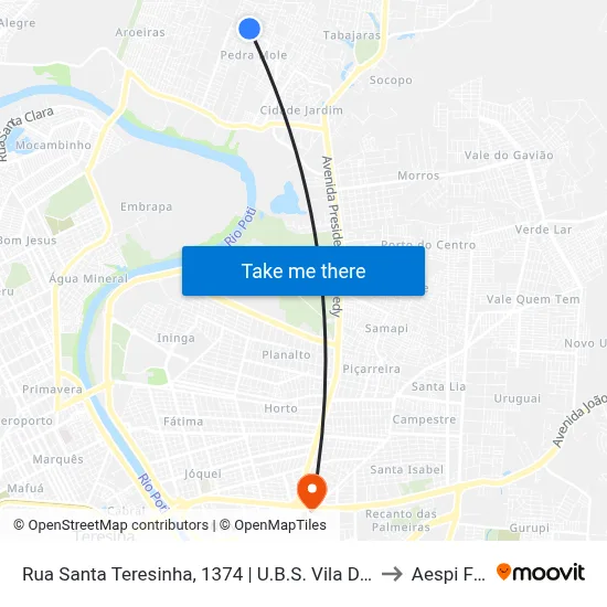 Rua Santa Teresinha, 1374 | U.B.S. Vila Do Avião to Aespi Fapi map