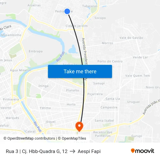 Rua 3 | Cj. Hbb-Quadra G, 12 to Aespi Fapi map