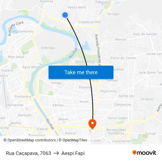 Rua Caçapava, 7063 to Aespi Fapi map
