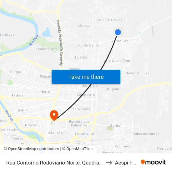 Rua Contorno Rodoviário Norte, Quadra A/B to Aespi Fapi map