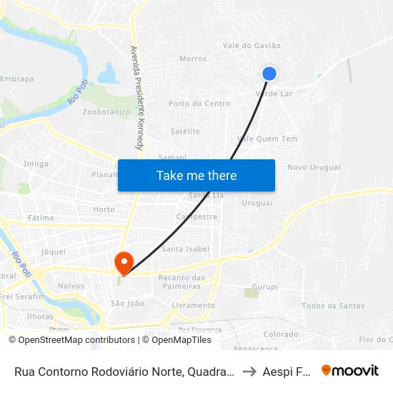 Rua Contorno Rodoviário Norte, Quadra A/B to Aespi Fapi map