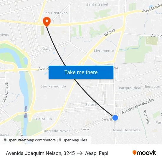 Avenida Joaquim Nelson, 3245 to Aespi Fapi map
