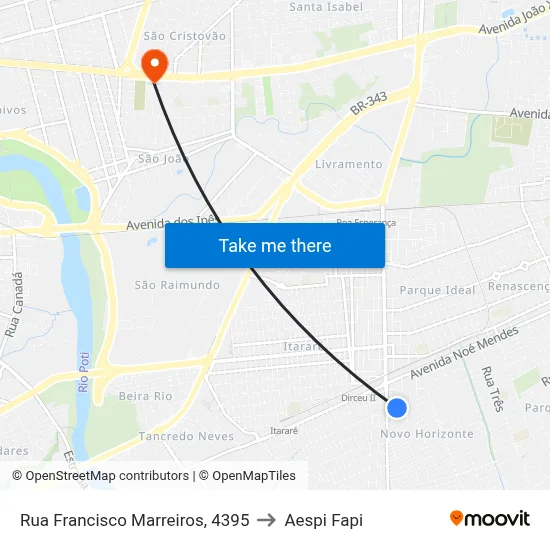 Rua Francisco Marreiros, 4395 to Aespi Fapi map
