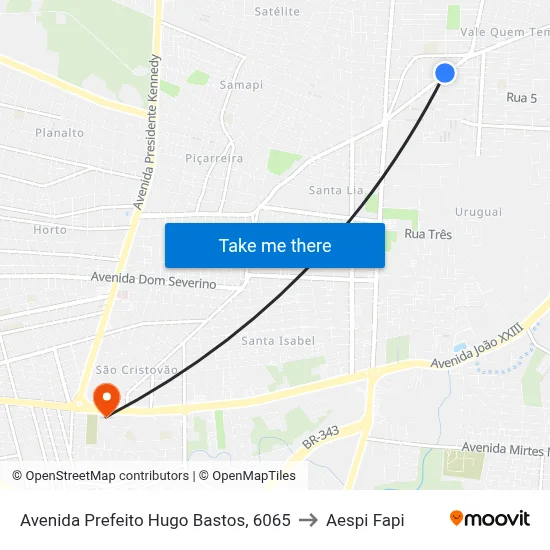 Avenida Prefeito Hugo Bastos, 6065 to Aespi Fapi map